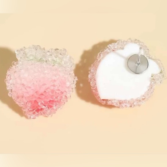 “Candied Peaches” Crystalline Crystal Gumdrop Glimmer Ombre Fruit Classy Earring - Picture 3 of 3